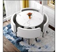 OLSKFUH Round Square Dining Table Set With Chairs 4-Person Dining Room Table Chair Set Practical For Business Negotiation Kitchen Dining Room Dinette Home Small Spaces,014-W80cm