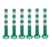 OLSKFUH Safety Cones,Flexible Traffic Delineator Posts Caution Cones,76Cm Tall Plastic Commercial Parking Safety Barrier With Reflective Band,Night Visual Bollard,Green+white-6 pack