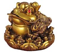 OLSKFUH Sculpture Crafts Office Tabletop Decoration, Copper Three-Legged Toad Decoration, Fortune Attracting Feng Shui God Of Wealth,M