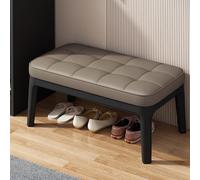 OLSKFUH Shoe Storage Bench,Wooden Entryway Bench,Small Shoe Bench With Cushion,Leather Upholstered Wood Storage Bench, End Of Bed Bench,Storage Bench,Farmhouse Foyer Bench,For En,Khaki/Black-L20.4