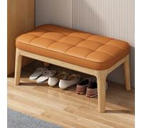 OLSKFUH Shoe Storage Bench,Wooden Entryway Bench,Small Shoe Bench With Cushion,Leather Upholstered Wood Storage Bench, End Of Bed Bench,Storage Bench,Farmhouse Foyer Bench,For En,Orange-L20.4
