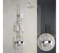 OLSKFUH Shower System, With Spray Gun Hot And Cold Shower Set Brass Shower Faucet 10 Inch Square Top Spray Shower System 4 Modes Silver Double Lift Beautiful Practical,