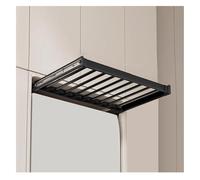 OLSKFUH Slide Out Pants Rack Closet Hanger Bar Pull Trousers Tie Belts Scarf Racks Top Mounted Wardrobe Clothes,Extendable Pull-Out Trouser Drawer & Wall-Mounted Clothes Drying,Black-46x60-85cm