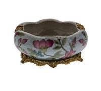 OLSKFUH Smoker Ashtray European Round Ashtray Ceramic With Copper Creative Ashtray Retro Living Room Coffee Table Office Ornaments Decorative Ashtray,E-One Size