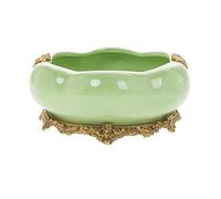 OLSKFUH Smoker Ashtray European Round Ashtray Ceramic With Copper Creative Ashtray Retro Living Room Coffee Table Office Ornaments Decorative Ashtray,B-One Size