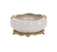 OLSKFUH Smoker Ashtray European Round Ashtray Ceramic With Copper Creative Ashtray Retro Living Room Coffee Table Office Ornaments Decorative Ashtray,A-One Size