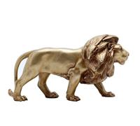 OLSKFUH Solid Copper Lion King Figurine, Brass Lion Model Statue Study Desk Bar Coffee Table Car Ornament,