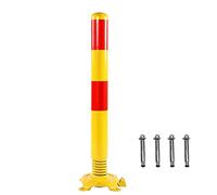 OLSKFUH Spring Bollard Post, Security Post Barrier,Bollard Post With Red Reflective Tape, Heavy Metal Parking Obstacle Pile For Traffic Control, Parking Barrier,4Pcs