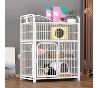 OLSKFUH Square Tube Metal Cat Cage Removable Animal Playpen Cat House With Platform And Ladder Large Enclosure With Doors Small Animals Enclosure Large Exercise Place For Pet,White-A-78 * 52 * 101CM