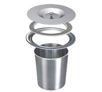 OLSKFUH Stainless Steel Built-In Trash Can With Lid, Kitchen Round Waste Container Can Be Built Into The Desktop, Flip-Top Cabinet Type Hidden Waste Paper Basket,