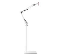 OLSKFUH Tablet Floor Stand, 360 ° Rotation Clips Gooseneck Height Adjustable Arm Cell Stand Phone Holder Mount For 4-11Inch Tablet/Phone For Smartphone, Phablets, E-Readers, And,White-29.8x19.8CM