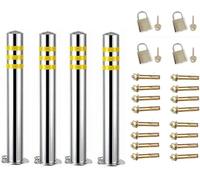 OLSKFUH Traffic Delineator Post Delineator Safety Cone Post Caution Cones Traffic Delineator Posts With Detachable Base, Outdoor Stainless Steel Rustproof Parking Bollard Post Dr,4 Pack-50cm/20in