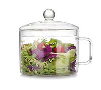 OLSKFUH Transparent Glass Cooking Bowl Multi-Function Opening Fire Pot With Handle Instant Noodle Pot For Household Cookware,1300ml