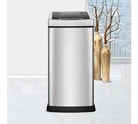OLSKFUH Trash Can 8 Liter Rectangular Kitchen Trash Can With Soft-Close Lid Household Stainless Steel Automatic Trash Can Narrow Bathroom Trash Can Garbage Can,Silver