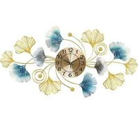 OLSKFUH Wall Clock Art Simple Wall Clock 3D Sunburst Metal Wall Clocks, Ginkgo Leaf Design Large Silent Wall Clock, Modern Living Room Bedroom Kitchen Non Ticking Quartz Clock,90,90 * 43cm