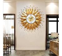 OLSKFUH Wall Clock Art Simple Wall Clock Modern Metal Wall Clock Silent Non Ticking 3D Sunburst Wall Clocks Battery Operated, For Living Room Bedroom Kitchen,Gold Wall Decor Cloc,