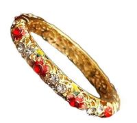 OLSKFUH Women'S Bracelet, Fine Flower Handcrafts Enamel Rhinestone Bracelets High End Openwork Women Jewelry Gilding Cloisonne Spring Hinged Cuff Bangles Birthday Gifts,RedDiameter 58mm