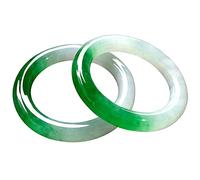 OLSKFUH Women'S Bracelet, Ladies Jade Bangle Bracelet, Translucent Color Jade Bangle, Half White And Half Green Floating Flower Jade Bangle, 53-64Mm, The For Family, For Friends, With,61