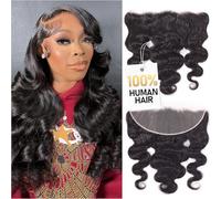 Olsmkis Body Wave HD Lace Frontal 13"x4" 16" Ear to Ear Transparent Lace Front Closure 100% Virgin Brazilian Human Hair 13"x4" Pre Plucked with Baby Hair 180