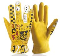 OLSON DEEPAK Mens Cowhide Leather Work Gloves Large, Leather Gardening Gloves Womens,Utility Safety Working Gloves for Campinging/Welding/Driving/BBQ/Bushcraft,Retro Motorbike