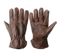 OLSON DEEPAK Mens Cowhide Leather Work Gloves Medium,Oiled Leather Gardening Gloves Womens,Utility Safety Working Gloves for Campinging/Welding/Driving/BBQ/Bushcraft,Retro Motorbike