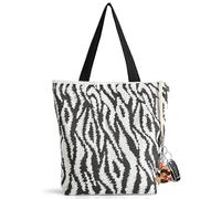 OLSUNOR Canvas Tote Bag with Zipper Top Closure, Medium Reusable Cotton Tote for Women. Double Sided Printed Aesthetic Cute Shoulder Bag, Inner Pocket & Wide Strap for Grocery, Travel, Work, Birthday
