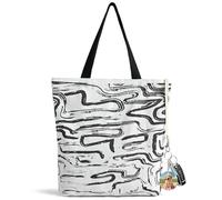 OLSUNOR Canvas Tote Bag with Zipper Top Closure, Medium Reusable Cotton Tote for Women. Double Sided Printed Aesthetic Cute Shoulder Bag, Inner Pocket & Wide Strap for Grocery, Travel, Work, Birthday