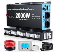 OLTEANP 2000W 12V to 230V Pure Sine Wave Inverter Voltage Converter with Priority Switching and Charging Function and UPS Function Remote Control with LCD Display Switching