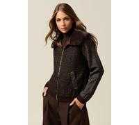 Oltre Mixed Wool Knit Bomber With Plush Effect Collar Brown size XL | Winter Jackets Outlet | Women | White XL