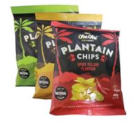 Olu Olu Plantain Chips Mixed Box Pack of 24 (8 Green, 8 Red, 8 Yellow Plantain chips)