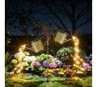 Olubfdh Solar Watering Can Lights, Solar Fairy Lights Outdoor Decor, Garden Decor Lights, IP65 Waterproof Hanging Lantern Lights, Outside Garden Flower Bed Decor Light for Moms Birthday(2 Pack)