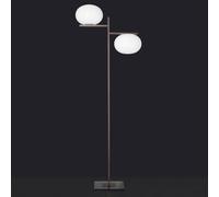 Oluce Alba floor lamp, bronze, white, 2-bulb, glass, metal