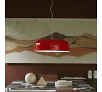 Oluce LED pendant light Canopy, Ø 90 cm, red, aluminium