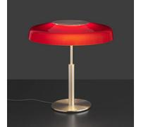 Oluce LED table lamp Dora, gold, red, metal, PMMA