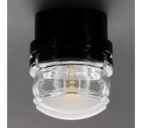 Oluce LED wall lamp Fresnel, black, aluminium, glass, 2,700 K