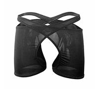 Oludkeph Men's Panties Lingerie Underwear High Rise Stretchy Crossdress G-String Thong Briefs (Black)