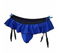 Oludkeph Sexy Men's Lingerie Pouch Panties Men's Skirted Mooning G-String Bikini Briefs Girly Underwear with Garter (as8, alpha, one_size, regular, regular, Blue, One Size)