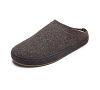 OLUKAI Hamani Hulu Men's Wool Mule Slippers, Soft & Comfortable Slippers with Premium Materials, Sheepskin Shearling & Italian Felt, All-Day Wear, Dark Java/Dark Java, 11.5 UK