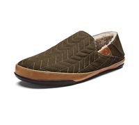 OLUKAI Hanohano Men's Slipper, Weather Resistant Waxed Canvas, Rubber Grip Soles for Inside & Outside Wear, Durable & Comfortable Slip-On, Husk, 9.5 UK