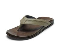 OLUKAI Hiapo Men's Leather Beach Sandal, Crafted Materials, Lightweight & Durable, All-Day Comfort & Support, Clay/Mustang, 10.5 UK