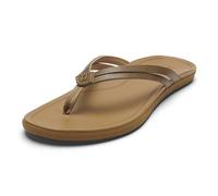OLUKAI Ho'opio Hui Women's Leather Sandals, Flip Flops for Everyday Wear, Arch Support & Comfort Fit, Sahara/Sahara, 4 UK