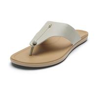 OLUKAI Ho'opio Mele Women's Leather Flip-Flop Sandal, Premium Full-Grain Leather, Comfortable Arch Support for Everyday Style, Tapa/Warm Sand, 5 UK