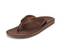 OluKai 'Ilikai Men's Leather Sandals, Full-Grain Leather Flip-Flop Slides, Anatomical Footbed & Cushioning, Comfort Fit & Wet Grip Rubber, Toffee/Toffee, 12