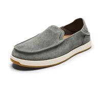 OLUKAI Kakaha Nia Men's Leather Sneakers, Supple Full-Grain Leather Shoes, Drop-In Heel & All Weather Rubber Soles, Ash/Ash, 13.5 UK