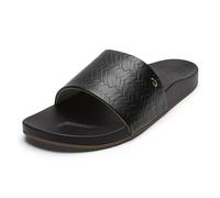 OLUKAI Kipe'a Pono Women's Leather Slide Sandal, Elevated Everyday Slide, All-Day Comfort & Wear, Black/Weave, 5 UK