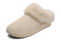 OluKai Ku'i Women's Slipper, Soft Full-Grain Leather & Wool Blend Footbed, Wet Grip Soles for Inside & Outside Wear, Cute & Comfortable Slip-On, Puka/Puka, 7 UK
