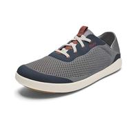 OLUKAI Moku Pae Men's Boat Shoes, No Tie Laces & Stretch Construction, Lightweight & Breathable Mesh, Comfort Fit & Wet Grip Rubber Soles, Ash/Trench Blue, 10.5 UK