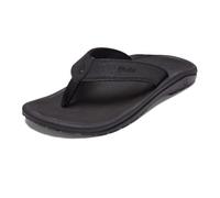 OLUKAI Ohana Men's Beach Sandals, Quick-Dry Flip-Flop Slides, Water Resistant & Lightweight, Compression Molded Footbed & Ultra-Soft Comfort Fit, Black/Black, 9.5 UK