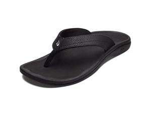 OLUKAI Ohana Men's Beach Sandals, Quick-Dry Flip-Flop Slides, Water Resistant & Lightweight, Compression Molded Footbed & Ultra-Soft Comfort Fit, Black/Black, 6.5 UK