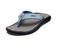 OLUKAI Ohana Men's Beach Sandals, Water Resistant Flip Flops, Arch Support & Comfort Fit, Lightweight & Durable, Enhanced Grip & Traction, Sea Ice/Charcoal, 9